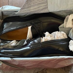 Johnston & Murphy Black Leather Slip-On Loafers